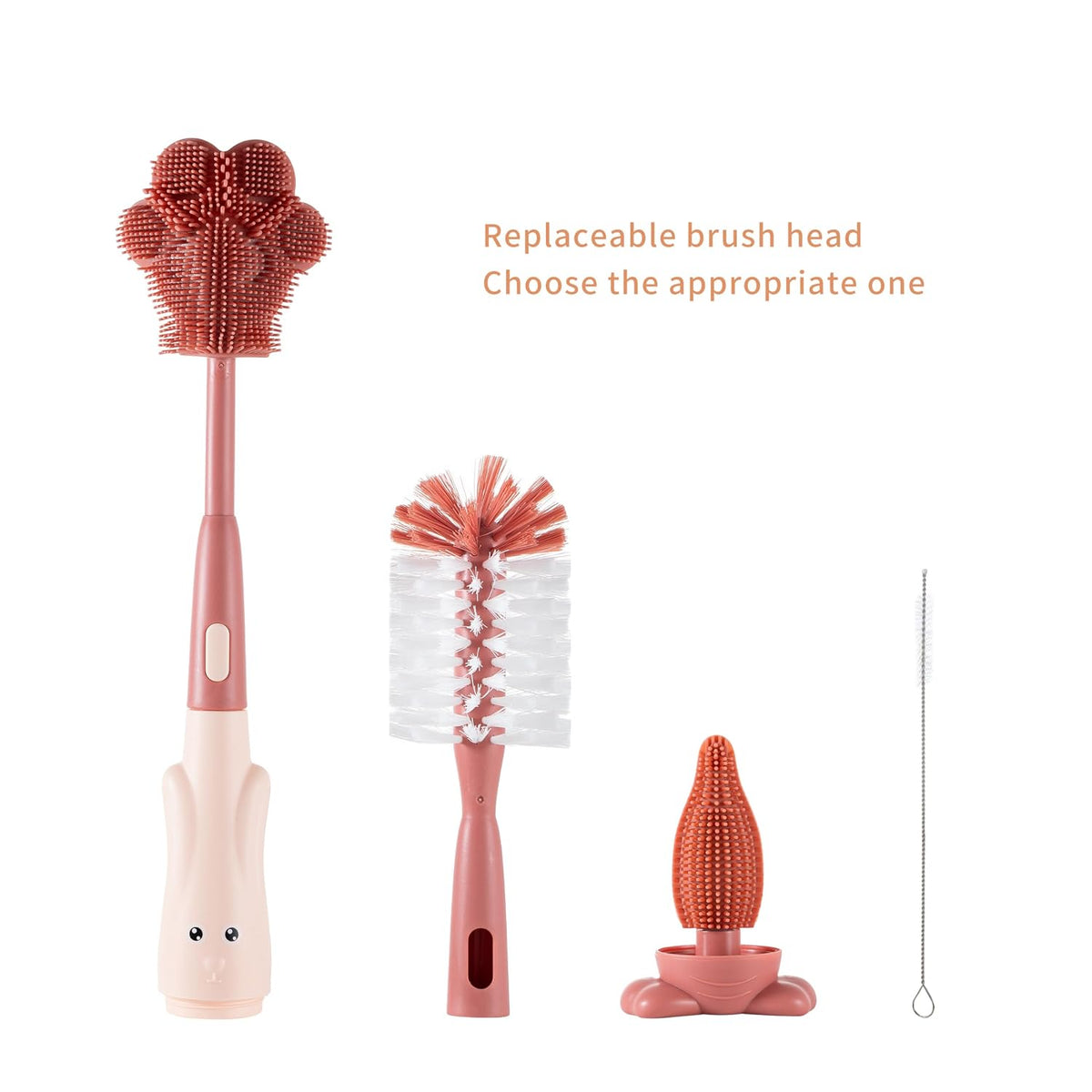 Silicone Baby Bottle Brush with Stand, Water Bottle Brush Cleaner Set