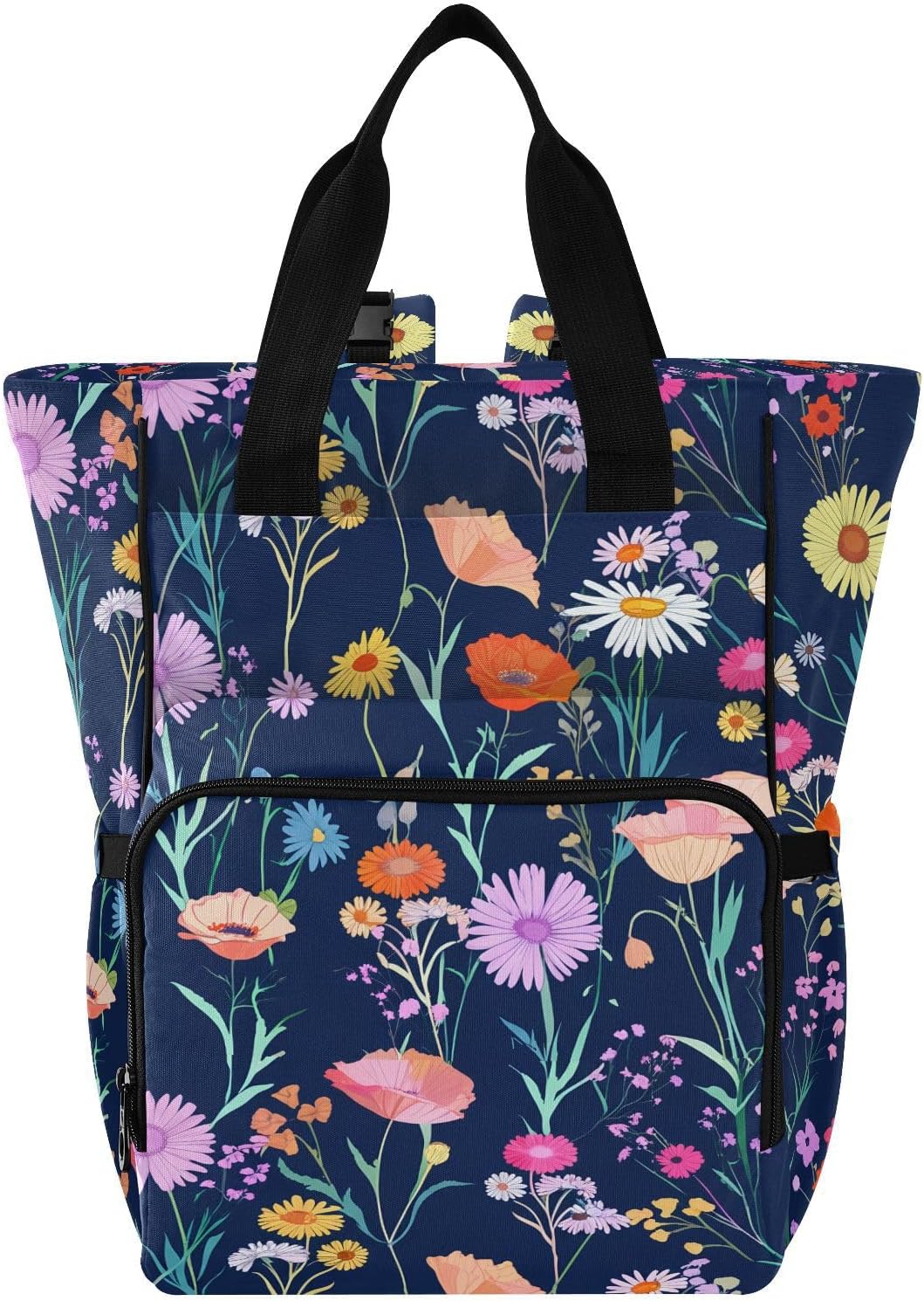 Diaper Bag Backpack, Multifunction Travel Bag for Moms Dads, Baby Changing Bag with Insulted Pockets, Stroller Straps and Side Bottle Pockets Colorful Floral Pattern