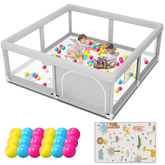 Baby Playpen with Mat and Ocean Balls 50 x 50 inch