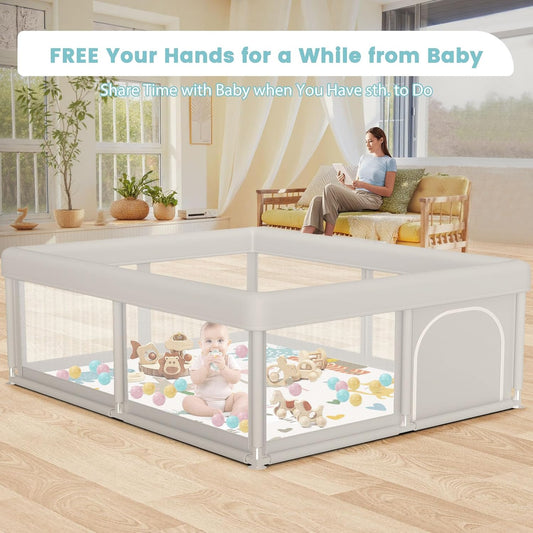 Baby Playpen with Mat and Ocean Balls 50 x 50 inch