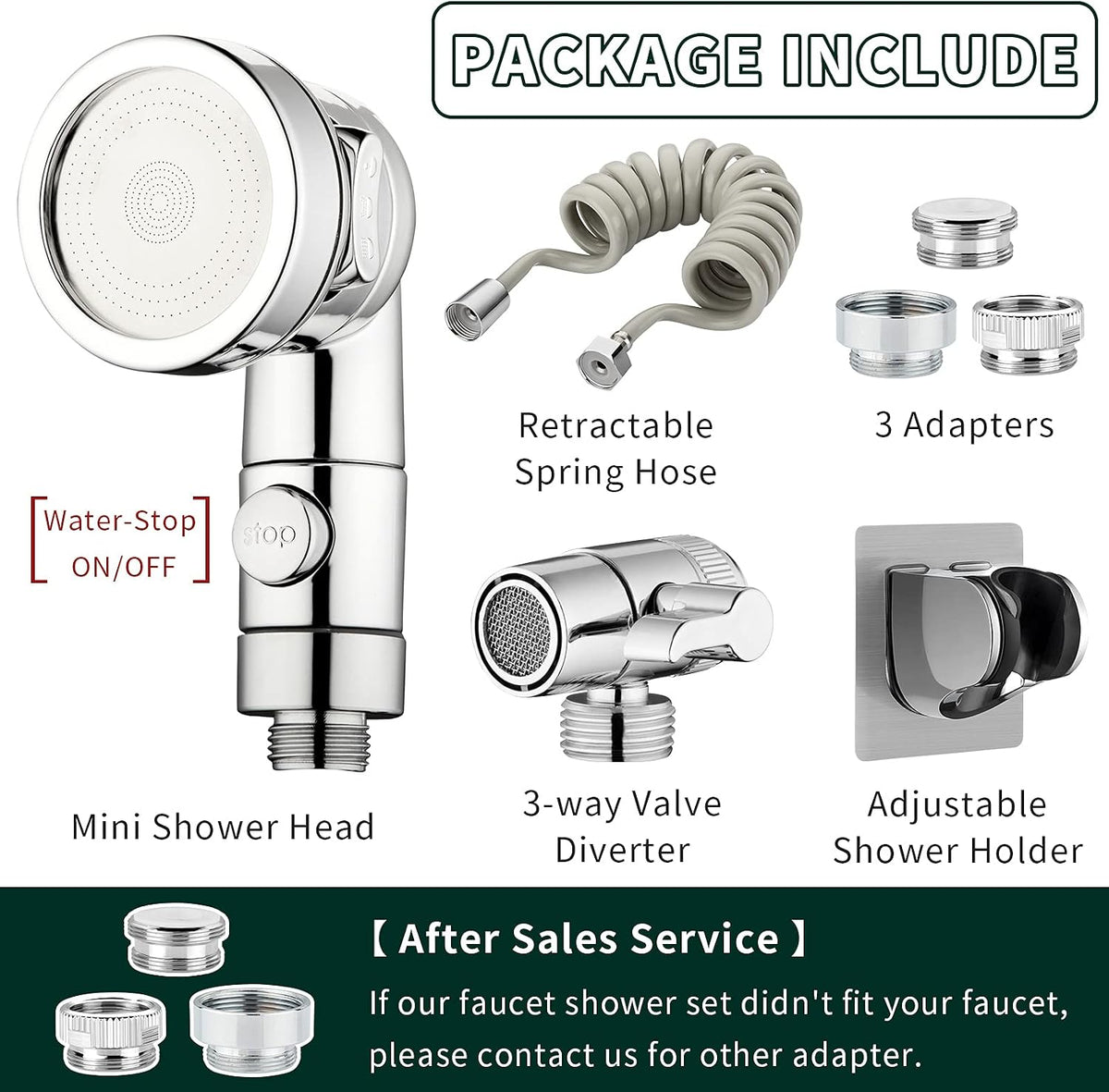 Sink Faucet Sprayer Attachment Hair Pet Rinser Showerhead with Stop Water-saving Function