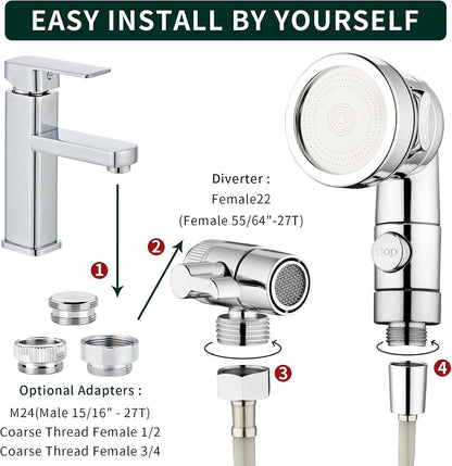 Sink Faucet Sprayer Attachment Hair Pet Rinser Showerhead with Stop Water-saving Function