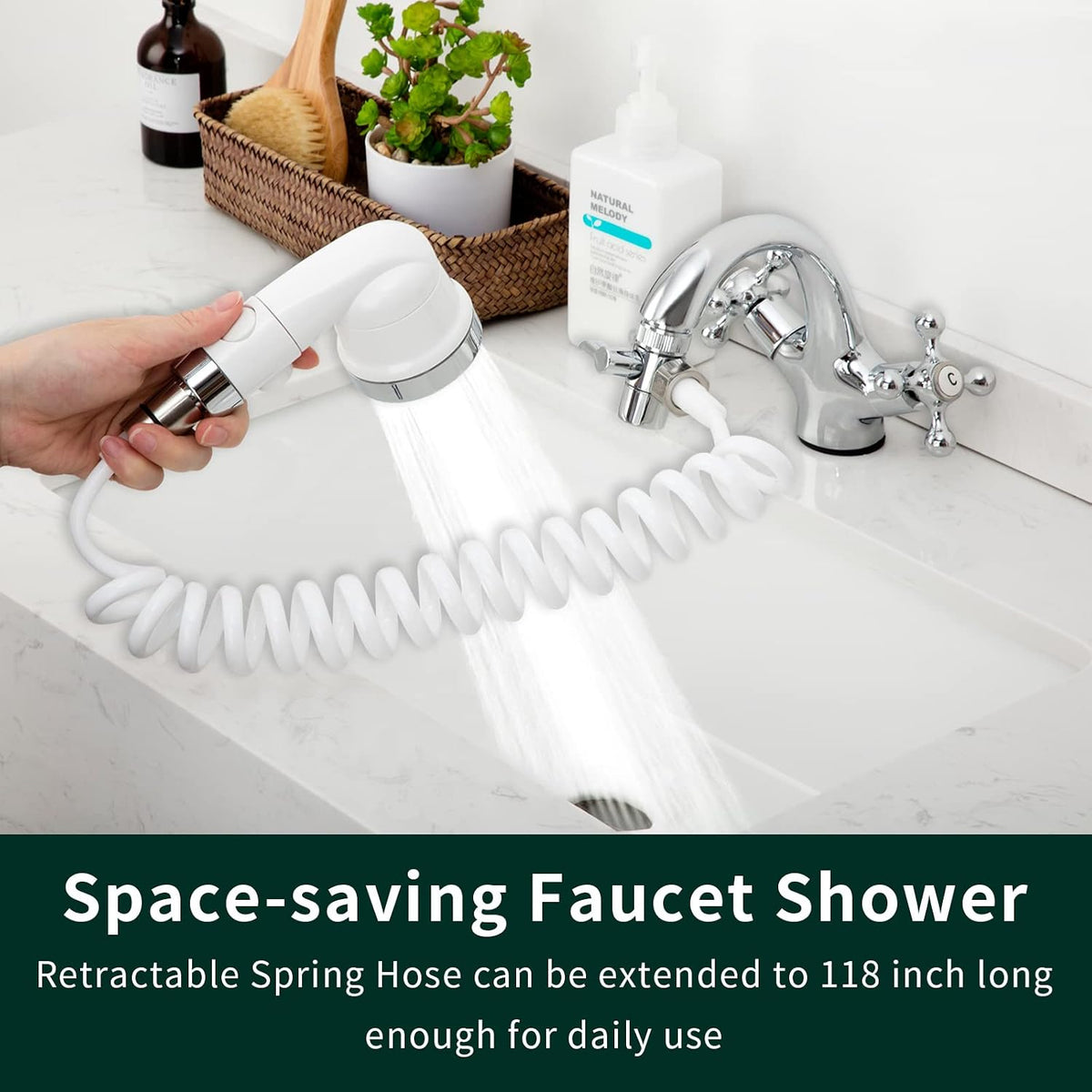 Sink Faucet Sprayer Attachment Hair Pet Rinser Showerhead with Stop Water-saving Function