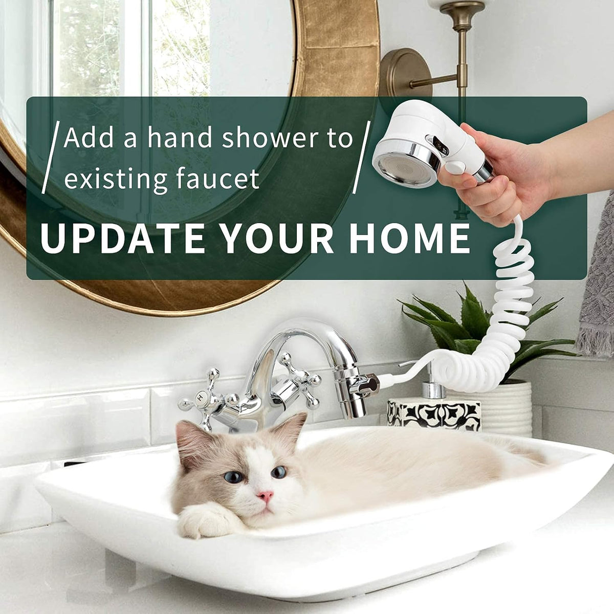 Sink Faucet Sprayer Attachment Hair Pet Rinser Showerhead with Stop Water-saving Function