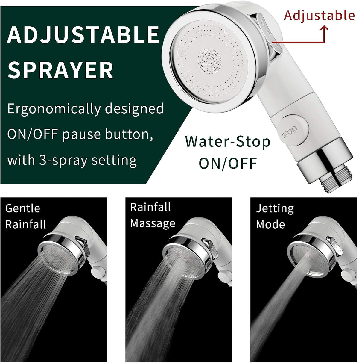 Sink Faucet Sprayer Attachment Hair Pet Rinser Showerhead with Stop Water-saving Function