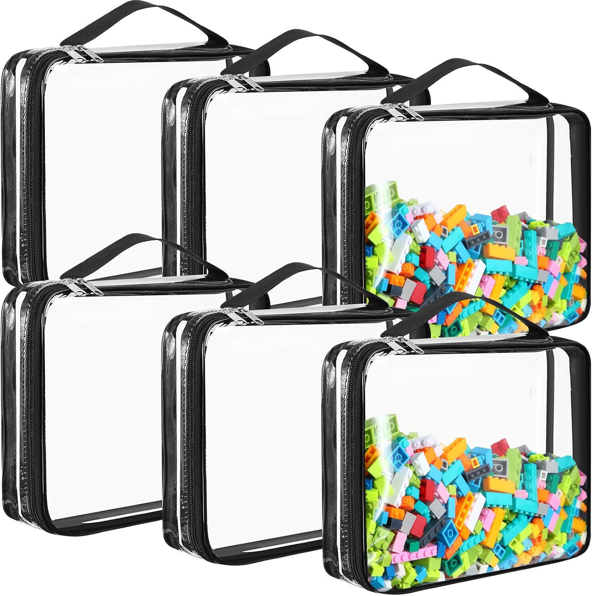 6 Packs Toy Storage Bags with Zipper,Large,Bright Color