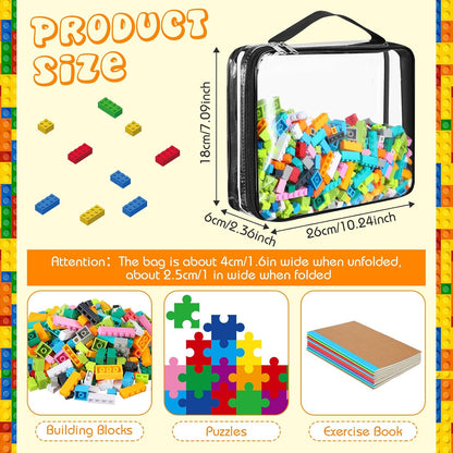 6 Packs Toy Storage Bags with Zipper,Large,Bright Color