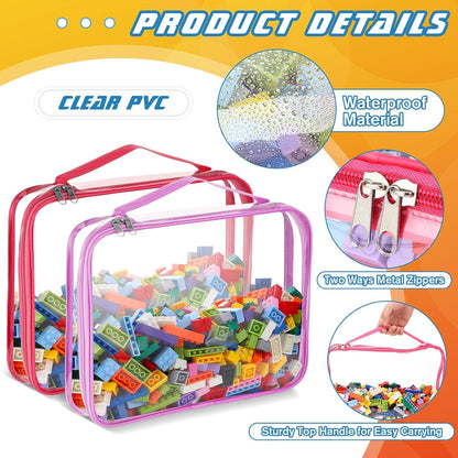 6 Packs Toy Storage Bags with Zipper,Large,Bright Color
