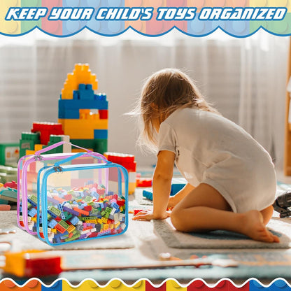 6 Packs Toy Storage Bags with Zipper,Large,Bright Color