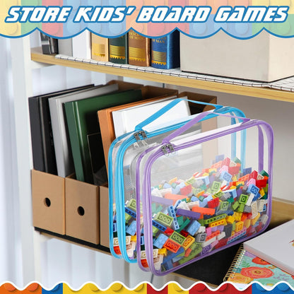 6 Packs Toy Storage Bags with Zipper,Large,Bright Color
