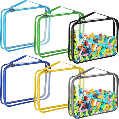 6 Packs Toy Storage Bags with Zipper,Large,Bright Color
