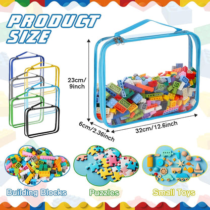 6 Packs Toy Storage Bags with Zipper,Large,Bright Color
