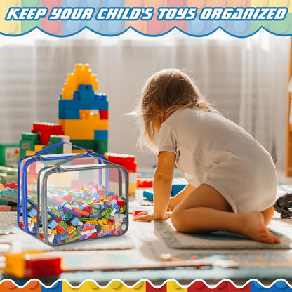6 Packs Toy Storage Bags with Zipper,Large,Bright Color