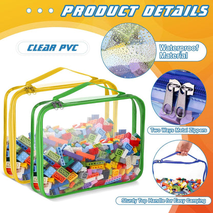6 Packs Toy Storage Bags with Zipper,Large,Bright Color