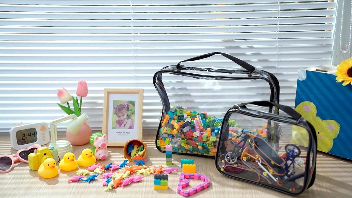 6 Packs Toy Storage Bags with Zipper,Large,Bright Color