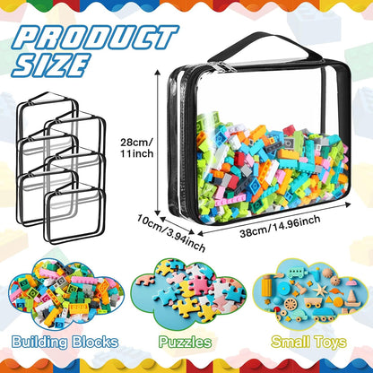 6 Packs Toy Storage Bags with Zipper,Large,Bright Color