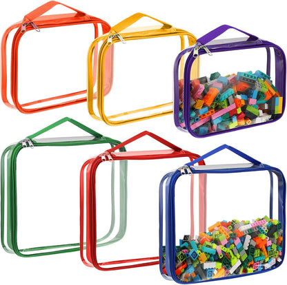 6 Packs Toy Storage Bags with Zipper,Large,Bright Color