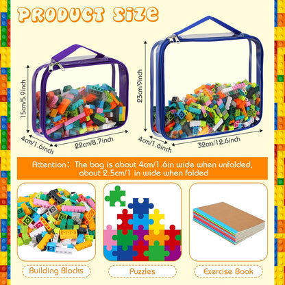 6 Packs Toy Storage Bags with Zipper,Large,Bright Color