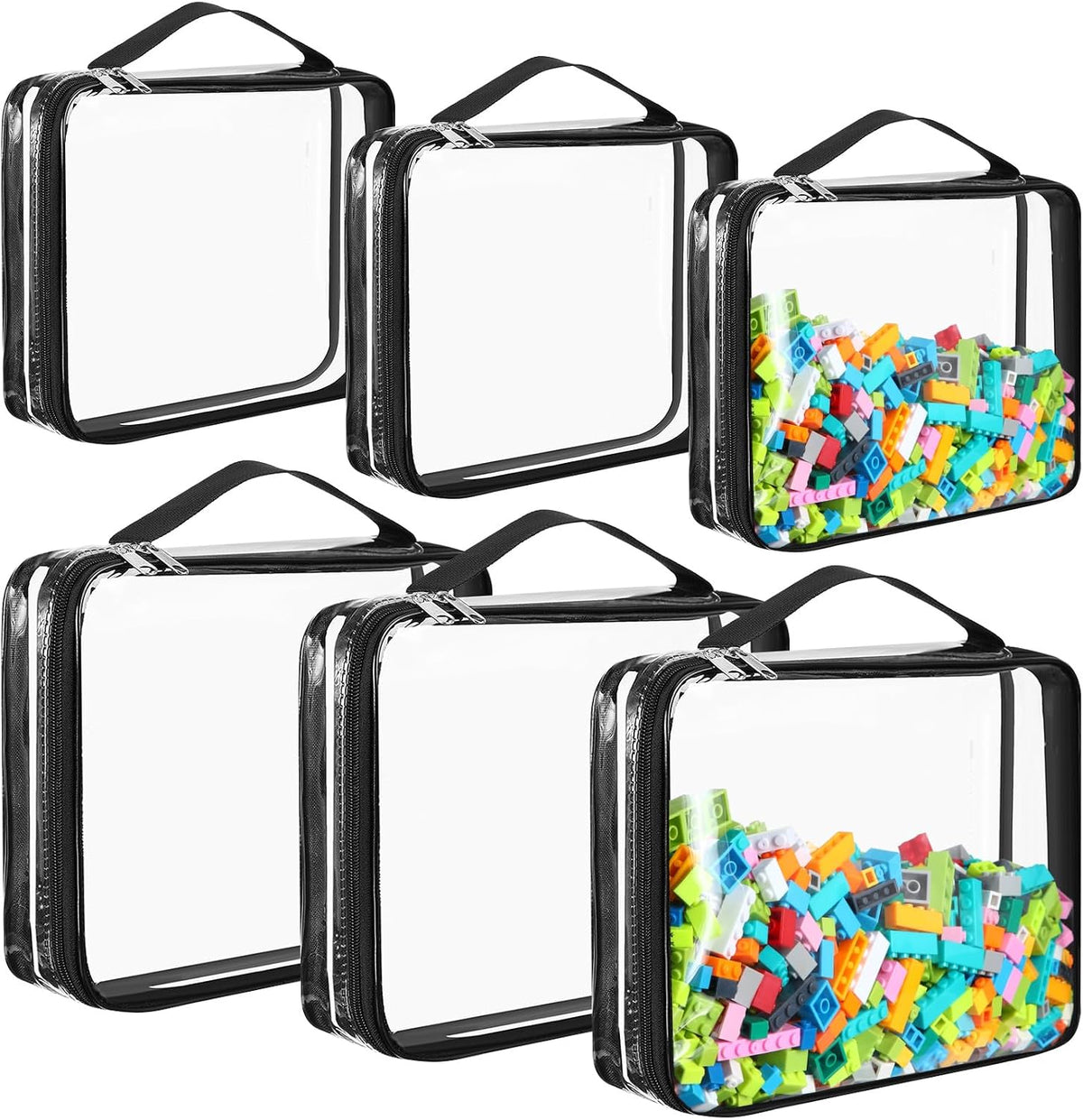 6 Packs Toy Storage Bags with Zipper,Large,Bright Color