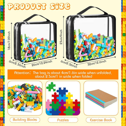 6 Packs Toy Storage Bags with Zipper,Large,Bright Color