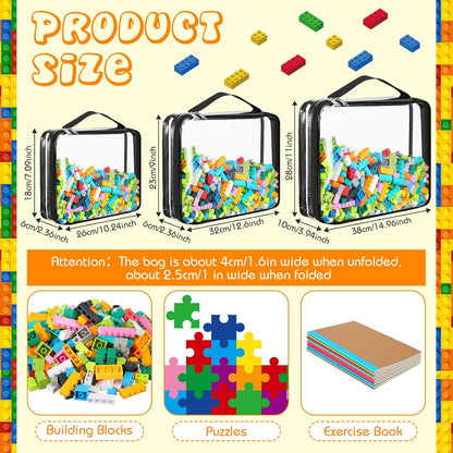 6 Packs Toy Storage Bags with Zipper,Large,Bright Color