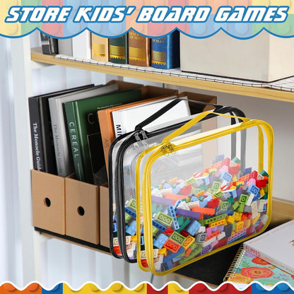 6 Packs Toy Storage Bags with Zipper,Large,Bright Color