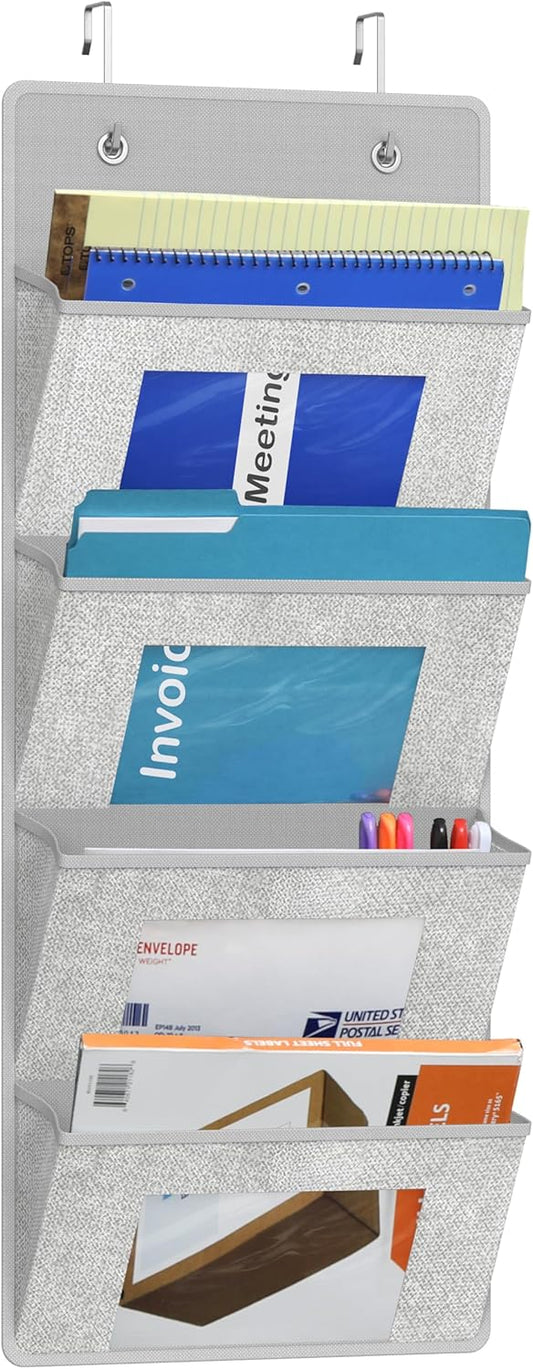 Over the Door Hanging Wall File Organizer, Clear Window