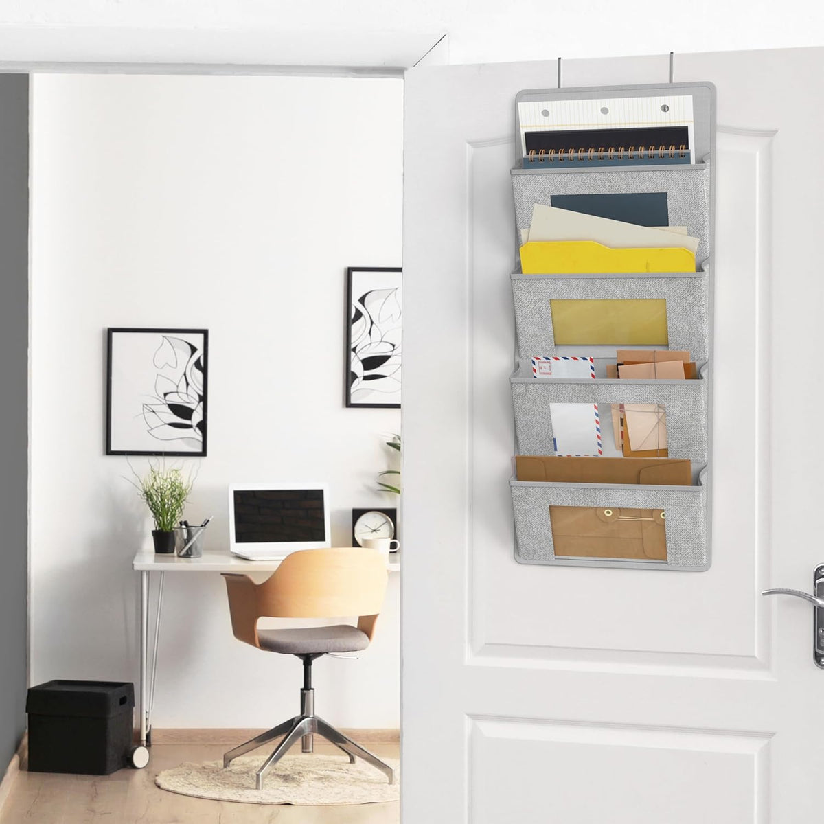Over the Door Hanging Wall File Organizer, Clear Window