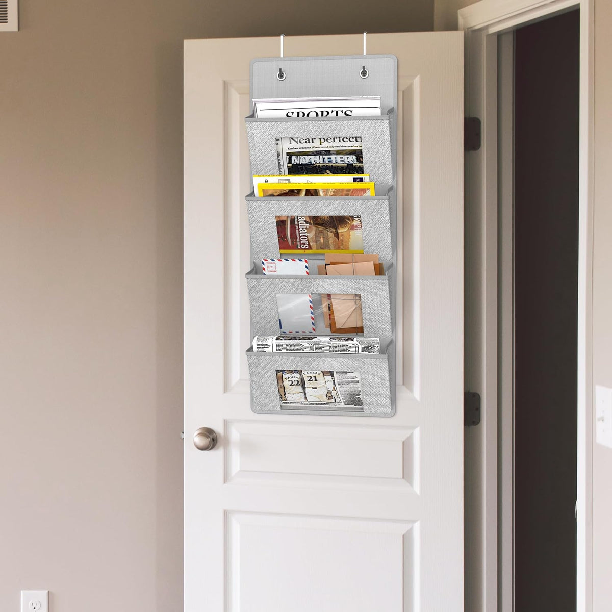 Over the Door Hanging Wall File Organizer, Clear Window