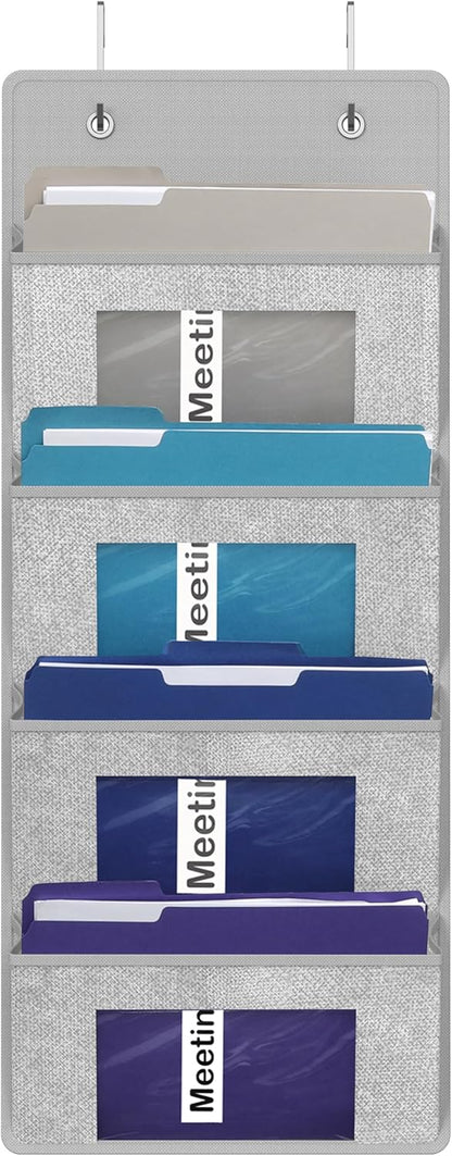 Over the Door Hanging Wall File Organizer, Clear Window
