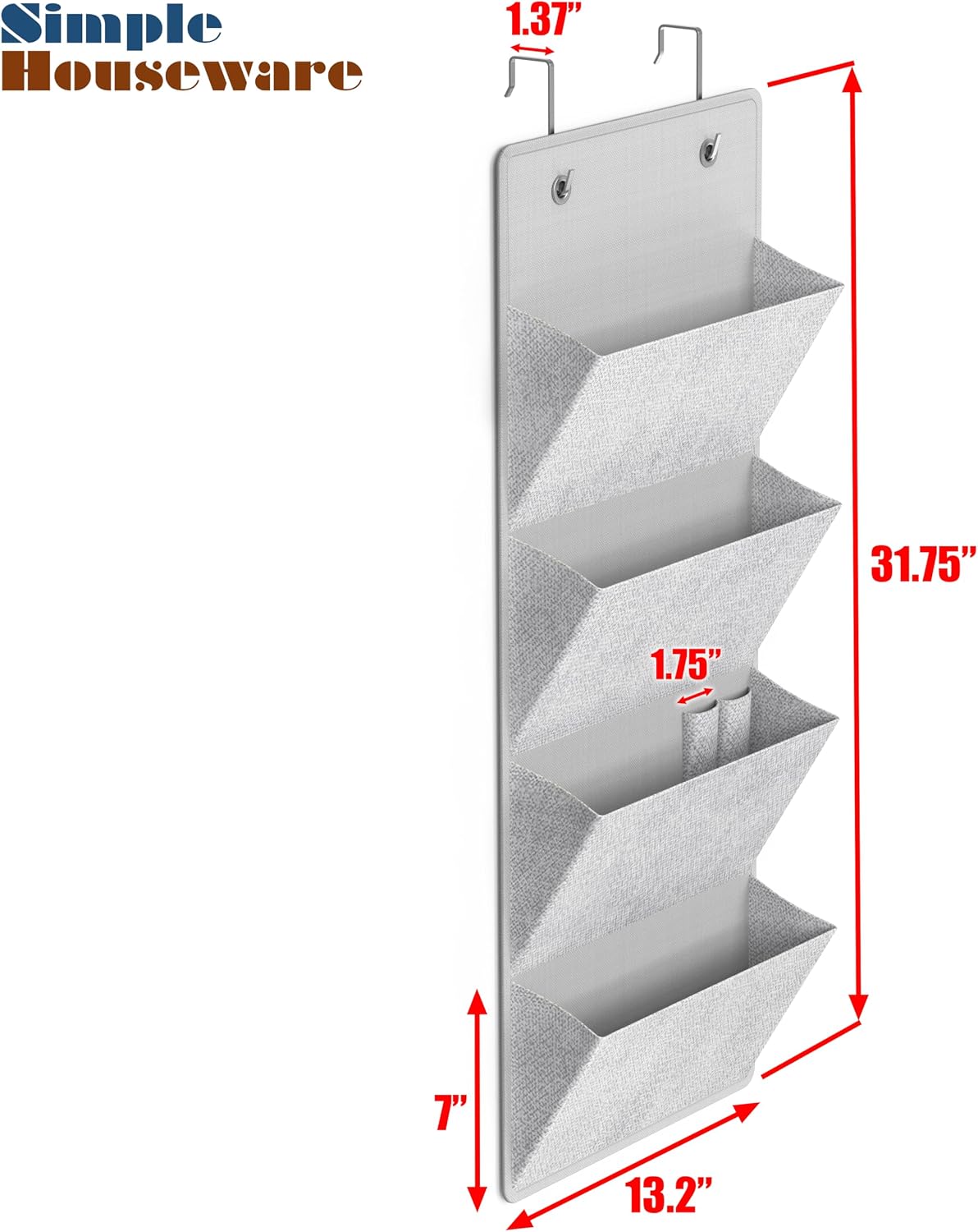 Over the Door Hanging Wall File Organizer, Clear Window
