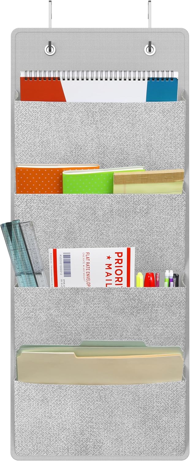 Over the Door Hanging Wall File Organizer, Clear Window
