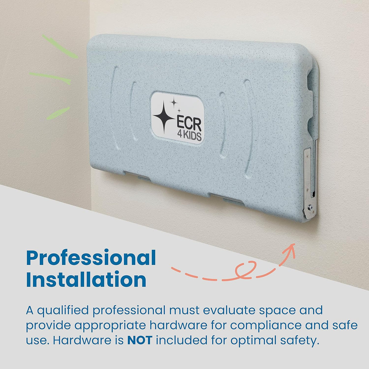 Horizontal Wall-Mounted Baby Changing Station, Grey Speckled