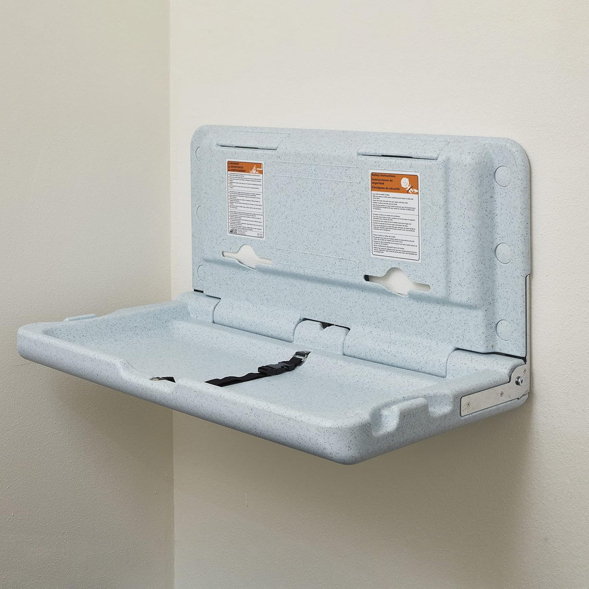 Horizontal Wall-Mounted Baby Changing Station, Grey Speckled