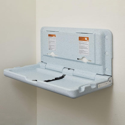 Horizontal Wall-Mounted Baby Changing Station, Grey Speckled