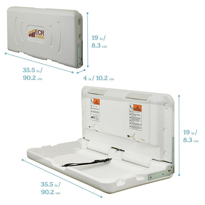 Horizontal Wall-Mounted Baby Changing Station, Grey Speckled