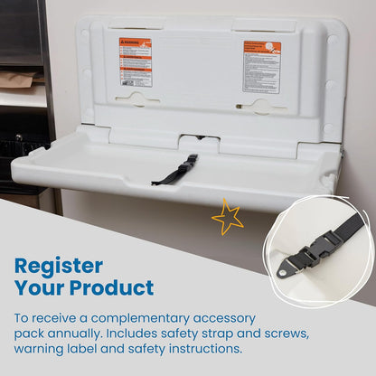 Horizontal Wall-Mounted Baby Changing Station, Grey Speckled