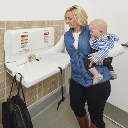 Horizontal Wall-Mounted Baby Changing Station, Grey Speckled
