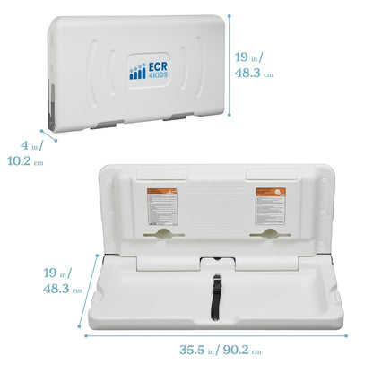 Horizontal Wall-Mounted Baby Changing Station, Grey Speckled