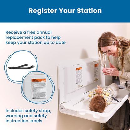 Horizontal Wall-Mounted Baby Changing Station, Grey Speckled