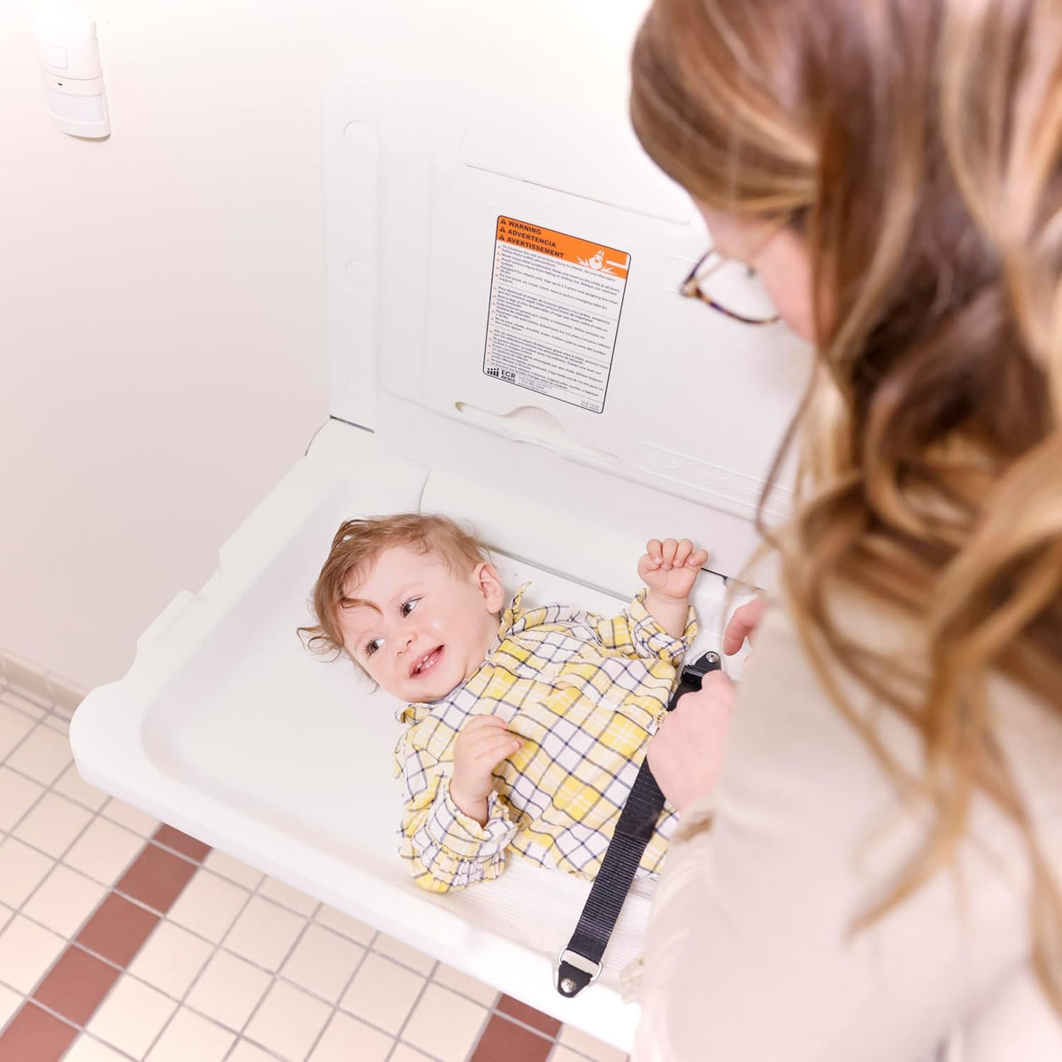 Horizontal Wall-Mounted Baby Changing Station, Grey Speckled