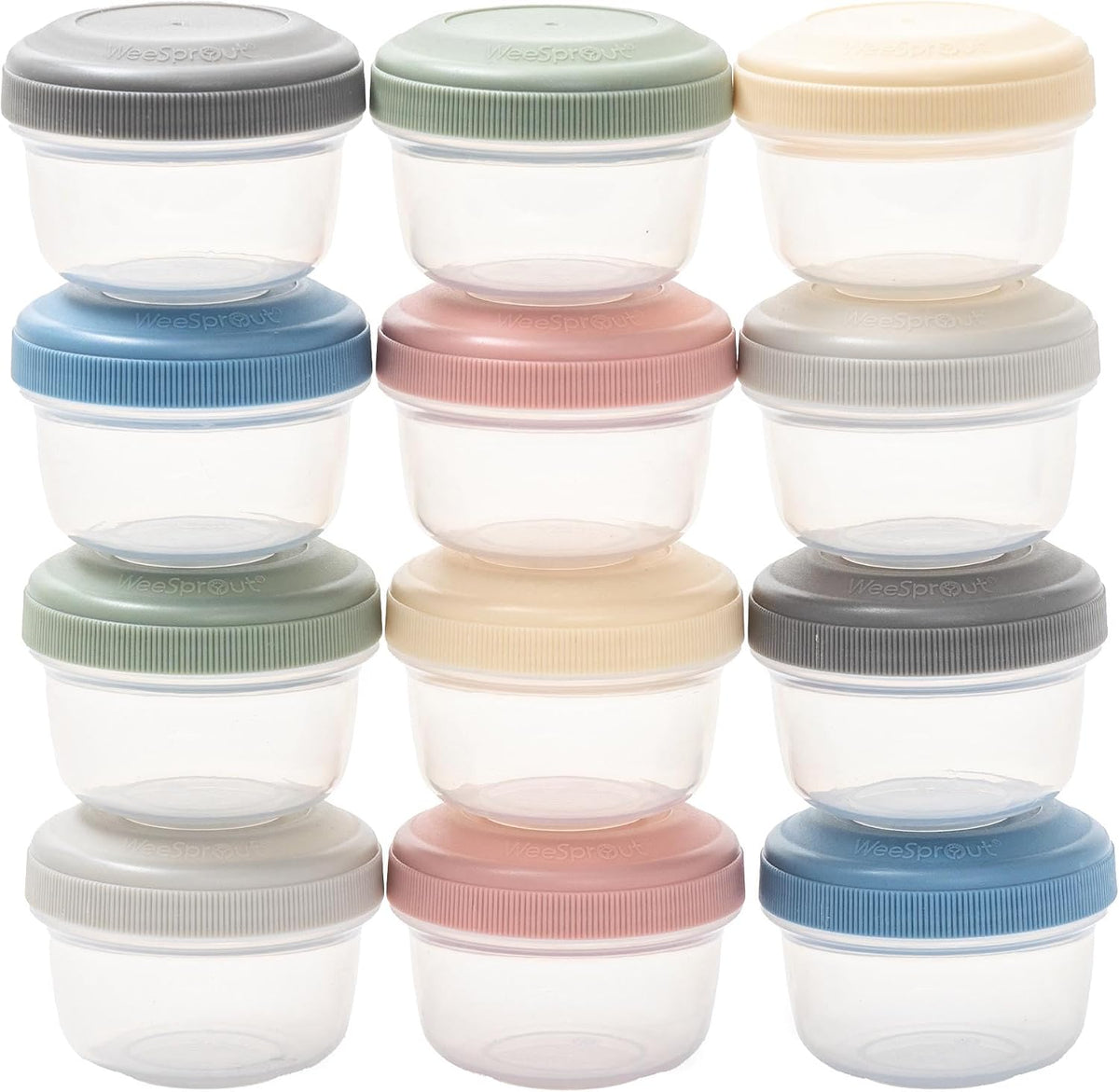 Baby Food Containers - Small 4 oz Containers With Lids, Leakproof & Airtight, Freezer Safe, Dishwasher Safe, Thick Food Grade Plastic, Set of 12 Baby Food Storage Containers + Color Options
