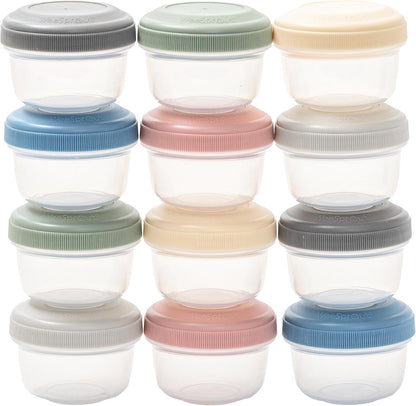 Baby Food Containers - Small 4 oz Containers With Lids, Leakproof & Airtight, Freezer Safe, Dishwasher Safe, Thick Food Grade Plastic, Set of 12 Baby Food Storage Containers + Color Options