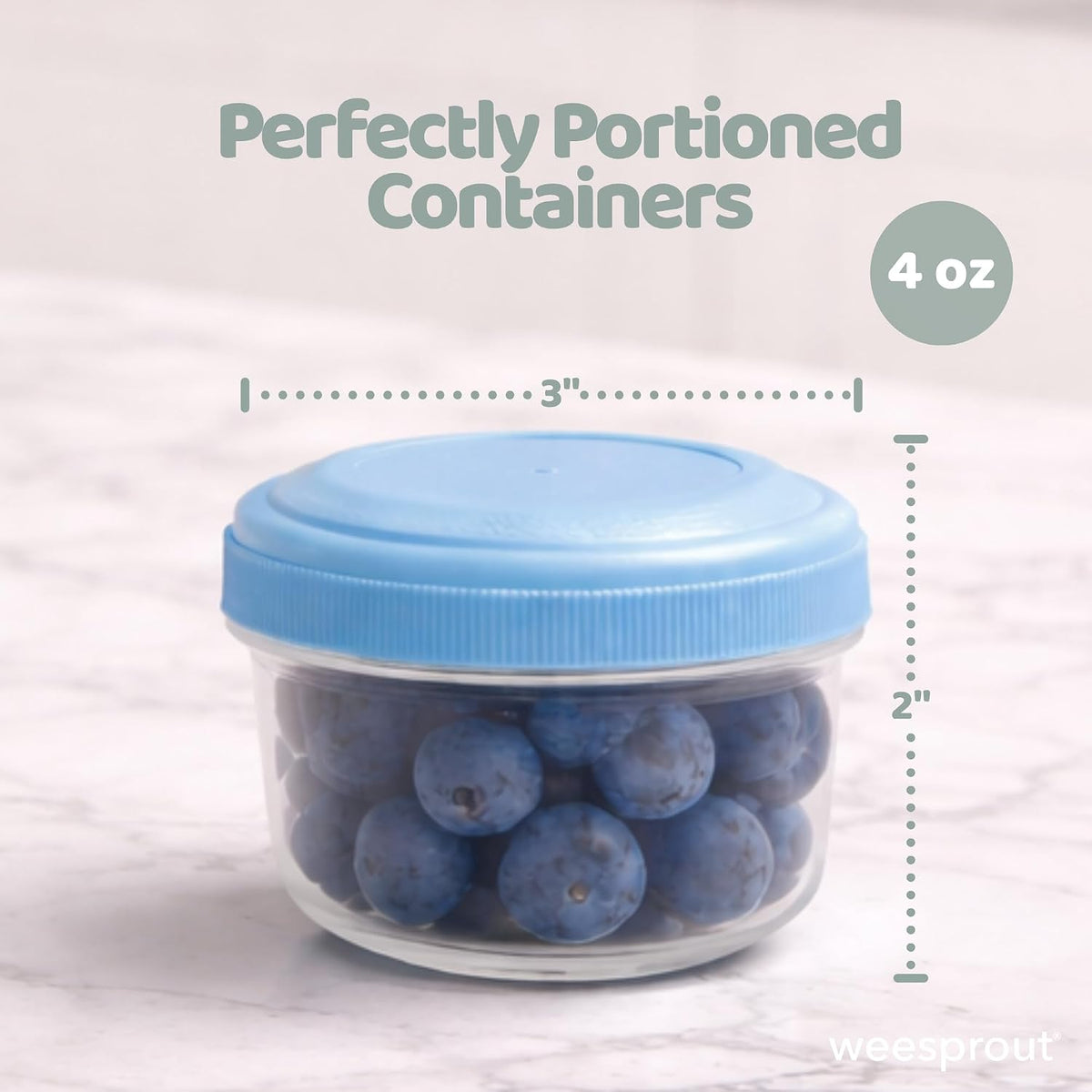 Baby Food Containers - Small 4 oz Containers With Lids, Leakproof & Airtight, Freezer Safe, Dishwasher Safe, Thick Food Grade Plastic, Set of 12 Baby Food Storage Containers + Color Options