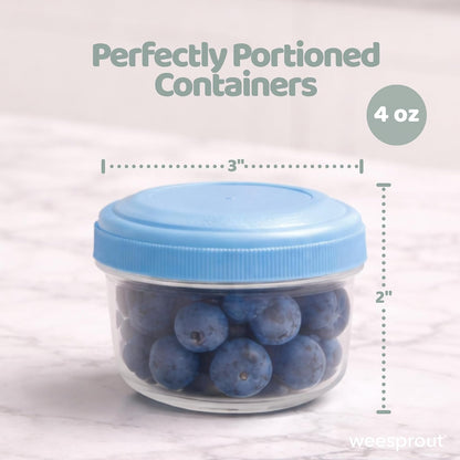 Baby Food Containers - Small 4 oz Containers With Lids, Leakproof & Airtight, Freezer Safe, Dishwasher Safe, Thick Food Grade Plastic, Set of 12 Baby Food Storage Containers + Color Options