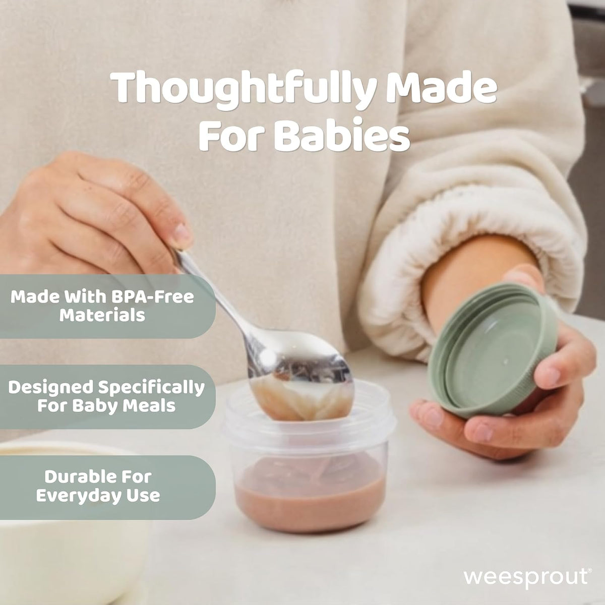 Baby Food Containers - Small 4 oz Containers With Lids, Leakproof & Airtight, Freezer Safe, Dishwasher Safe, Thick Food Grade Plastic, Set of 12 Baby Food Storage Containers + Color Options