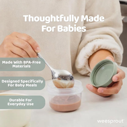 Baby Food Containers - Small 4 oz Containers With Lids, Leakproof & Airtight, Freezer Safe, Dishwasher Safe, Thick Food Grade Plastic, Set of 12 Baby Food Storage Containers + Color Options