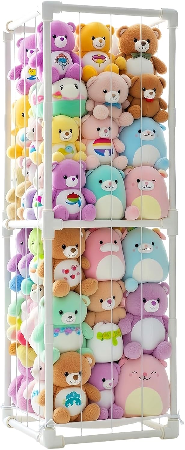 Stuffed Animal Storage Pre-Threaded Bungee Push-Lock Toolless Toy Organizer