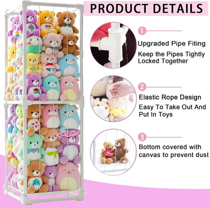 Stuffed Animal Storage Pre-Threaded Bungee Push-Lock Toolless Toy Organizer