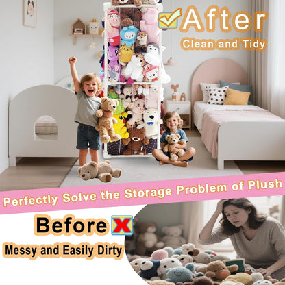 Stuffed Animal Storage Pre-Threaded Bungee Push-Lock Toolless Toy Organizer